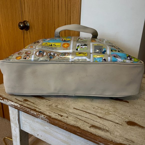 Vinyl Funny Comic Travel Bag Carry on ! Some Flaws but GUC ! MoMA Art - Picture 13 of 16